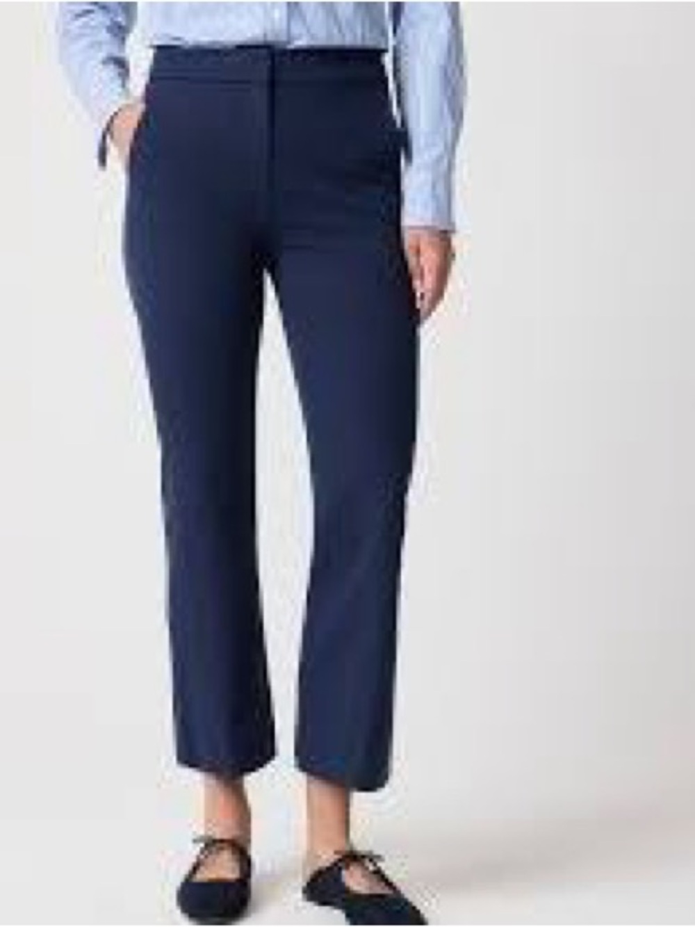 J. Crew Factory Kelsey Flare Pant Cropped Classic Preppy Navy Blue Size 4 Petite